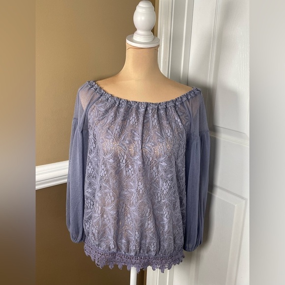Free People Lace Top in Periwinkle Small - Picture 7 of 12
